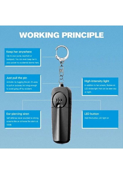 Anahtarlık 130DB Hacim Düdük Sırt Çantası Kolye Beyaz ile Daha Hafif ve Daha Ince Dişi Taşınabilir Alarm (Yurt Dışından) modelleri