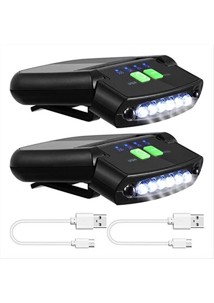 LED Şapka Işık Klipsi USB Şarj Edilebilir Şapka El Feneri Klip Su Geçirmez Şapka Işık Balıkçılık Kampı Için Uygun El Yapımı 2 Adet (Yurt Dışından)