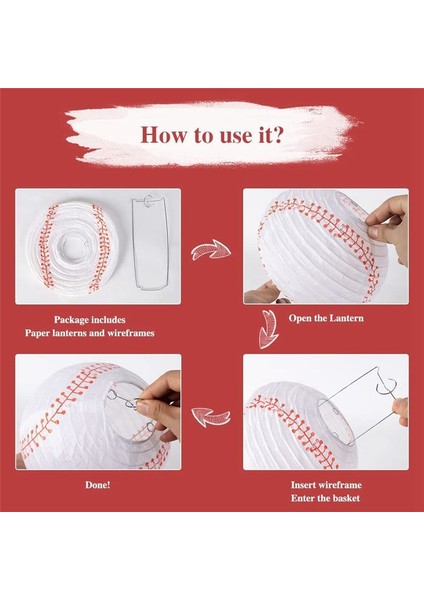 8inch Beyzbol Kağıt Fenerler Spor Takımı Partisi Beyzbol Asılı Fener Softbol Partisi Dekorasyonları 12 Parça (Yurt Dışından) indirimleri