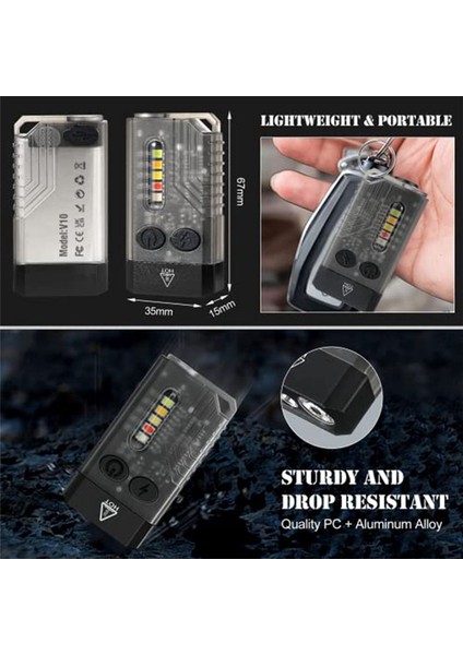 LED Keychaın Filisik Şarj Edilebilir Cep El Feneri 13 Işık Modları 1000 Yüksek Lümen Ipx4 Mini El Feneri (Yurt Dışından) fiyatları