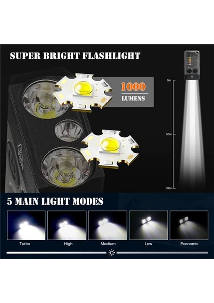LED Keychaın Filisik Şarj Edilebilir Cep El Feneri 13 Işık Modları 1000 Yüksek Lümen Ipx4 Mini El Feneri (Yurt Dışından) indirimleri