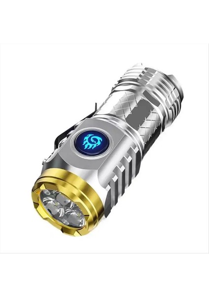 El Feneri Taktik Mini Şarj Edilebilir Lazer Son Derece Parlak Açık Aksesuarlar Taşınabilir Aydınlatma Gümüş (Yurt Dışından)