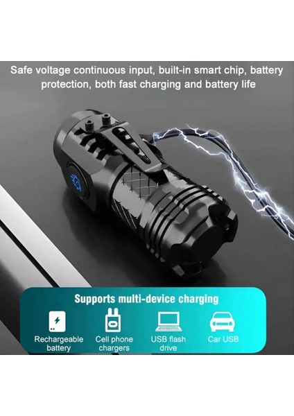 El Feneri Taktik Mini Şarj Edilebilir Lazer Son Derece Parlak Açık Aksesuarlar Taşınabilir Aydınlatma Gümüş (Yurt Dışından) fiyatları