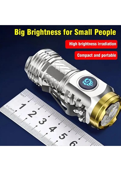 El Feneri Taktik Mini Şarj Edilebilir Lazer Son Derece Parlak Açık Aksesuarlar Taşınabilir Aydınlatma Gümüş (Yurt Dışından) modelleri
