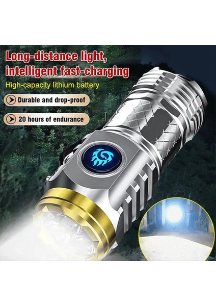 El Feneri Taktik Mini Şarj Edilebilir Lazer Son Derece Parlak Açık Aksesuarlar Taşınabilir Aydınlatma Gümüş (Yurt Dışından) fırsatları