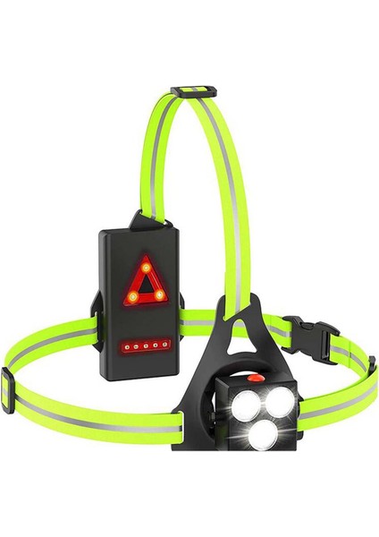 Koşucular Için Gece Koşu Lambaları Yansıtıcı Yelek Dişli ve Şarj Edilebilir Pil Şarj Işıkları ile LED Göğüs Lambaları (Yurt Dışından)