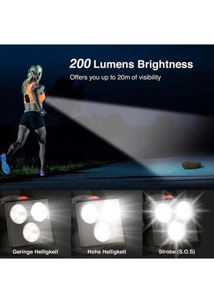 Koşucular Için Gece Koşu Lambaları Yansıtıcı Yelek Dişli ve Şarj Edilebilir Pil Şarj Işıkları ile LED Göğüs Lambaları (Yurt Dışından) modelleri