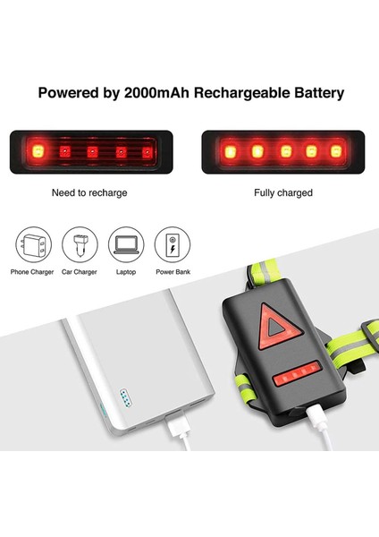 Koşucular Için Gece Koşu Lambaları Yansıtıcı Yelek Dişli ve Şarj Edilebilir Pil Şarj Işıkları ile LED Göğüs Lambaları (Yurt Dışından) indirimleri