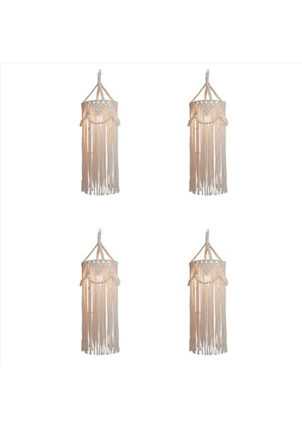 4x Avize Boho Dekor El Dokuma Cazibesi Makrame Duvar Asılı Yaratıcı Ev Ranzası Ev Dekorasyon Lambası Gölge Mandala (Yurt Dışından)