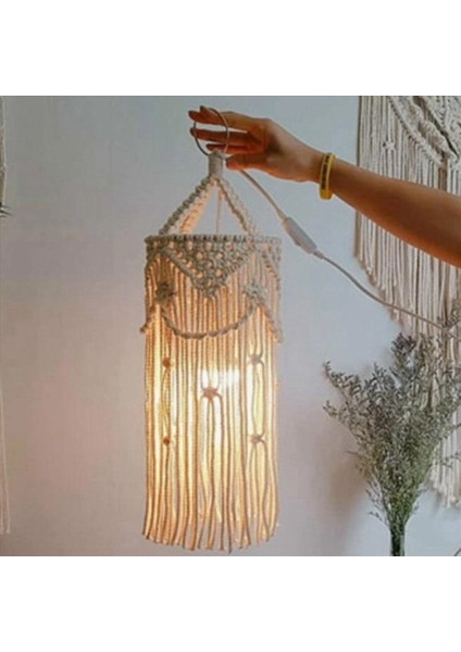 4x Avize Boho Dekor El Dokuma Cazibesi Makrame Duvar Asılı Yaratıcı Ev Ranzası Ev Dekorasyon Lambası Gölge Mandala (Yurt Dışından) fiyatları