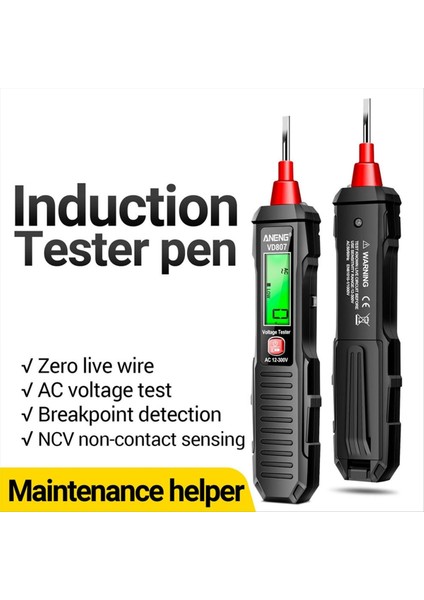 Aneng VD807 Dijital Voltaj Dedektörü Test Cihazı AC12-300V Voltaj Test Cirsi Devre Ncv Sensör Tel Elektrikçi Aracı (Siyah) (Yurt Dışından) indirimleri