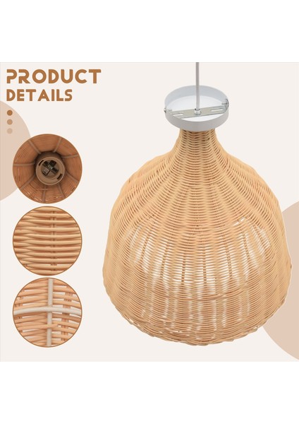 Rattan Lamba Kolye Işık Vintage Asma Labh Thenes E27 Oturma Odası Yemek Odası Dekor Cafe Restoran Hanglamp (M) (Yurt Dışından) indirimleri
