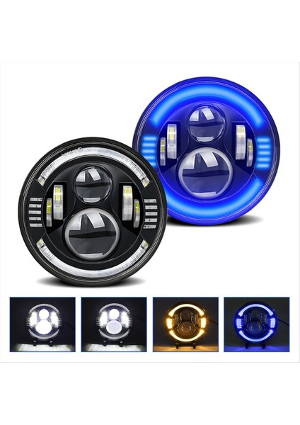 7 Inç Yuvarlak LED Halo Farlar Hi/düşük Kirişli Kehribar/mavi LED Kafa Lambası Offroad Hafif Açılı Gözler Wrangler Için Jk (Yurt Dışından) modelleri