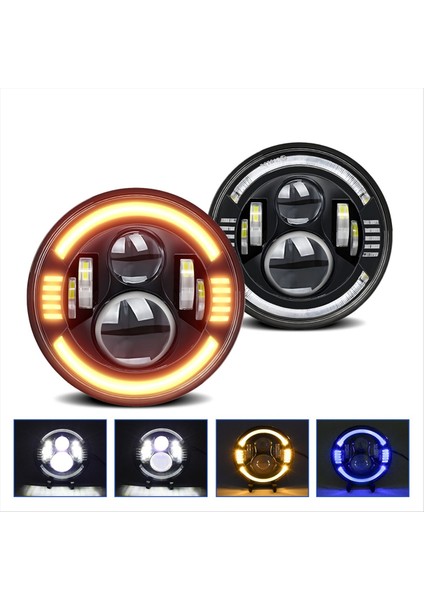 7 Inç Yuvarlak LED Halo Farlar Hi/düşük Kirişli Kehribar/mavi LED Kafa Lambası Offroad Hafif Açılı Gözler Wrangler Için Jk (Yurt Dışından) fırsatları