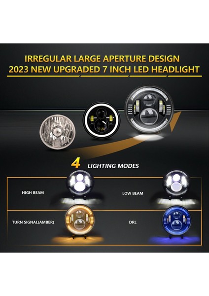 7 Inç Yuvarlak LED Halo Farlar Hi/düşük Kirişli Kehribar/mavi LED Kafa Lambası Offroad Hafif Açılı Gözler Wrangler Için Jk (Yurt Dışından) indirimleri