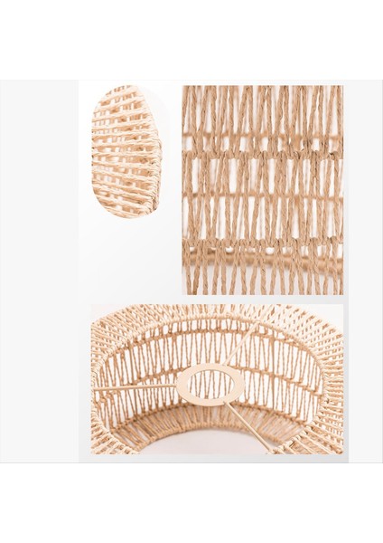 Kağıt Halat Abajur Tavan Işık Gölgesi Boho Avize Gölgesi Ampul Koruma Restoran Kafe Oturma Odası 30X15CM (Yurt Dışından)