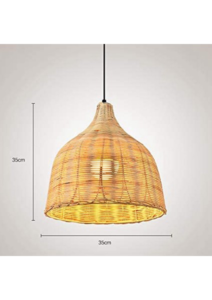 2x Rattan Lamba Kolye Işık Vintage Asma Labla Thenes E27 Oturma Odası Yemek Odası Dekor Cafe Restoran Hanglamp (M) (Yurt Dışından) indirimleri