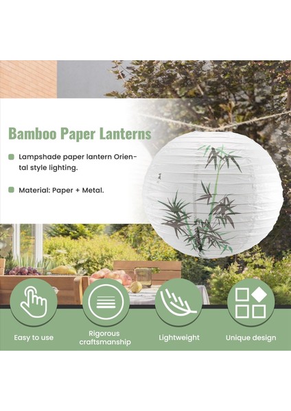 40CM Lamba Gölge Kağıt Fener Oryantal Tarzı Işık Dekorasyonu Çince Desen Bambu (Yurt Dışından) indirimleri