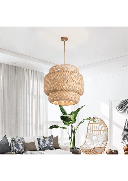 2x Kolye Işık Tavan Retro Asma Kafe Işıkları Çatı Japon Tarzı El Dokumalı Bambu Dokuma Teaehouse B Için (Yurt Dışından) modelleri