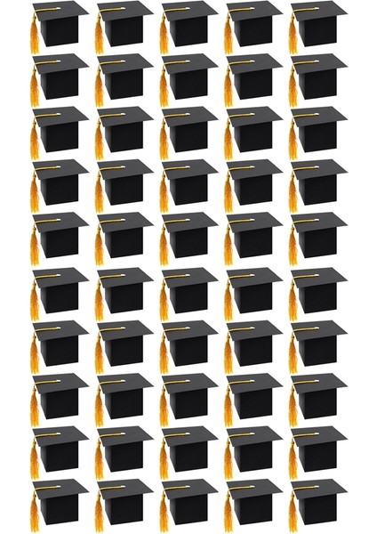 50PCS Diy Kağıt Mezuniyet Kapağı Şekilli Kutusu Şeker Çikolata Kutusu Siyah (Yurt Dışından)