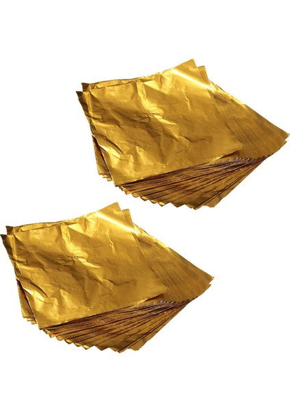 200PCS Square Sweets Şeker Çikolata Lolly Kağıt Alüminyum Folyo Sargılar Altın (Yurt Dışından)