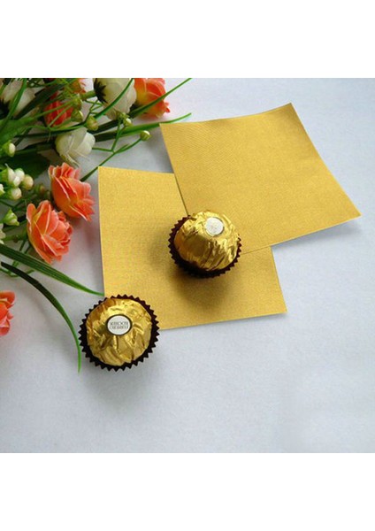 200PCS Square Sweets Şeker Çikolata Lolly Kağıt Alüminyum Folyo Sargılar Altın (Yurt Dışından) fırsatları