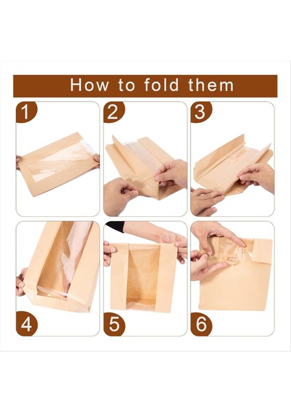 Kurabiye Şekerler ve Ikramlar Için Conta Çıkartmaları ile Açık Pencere Ekmek Torbaları ile 100 Paket Kağıt Ekmek Depolama Torbaları (Yurt Dışından) indirimleri