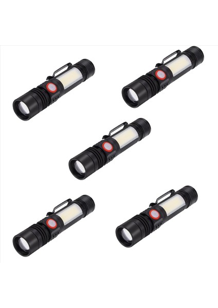 5x LED El Feneri Su Geçirmez El Feneri Manyetik Zoom T6+Cob Cob El Feneri Klipli El Işığı 18650 Pil (Yurt Dışından)