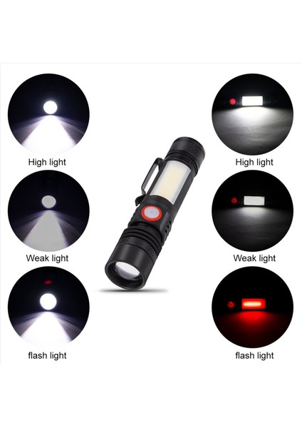 5x LED El Feneri Su Geçirmez El Feneri Manyetik Zoom T6+Cob Cob El Feneri Klipli El Işığı 18650 Pil (Yurt Dışından) fırsatları