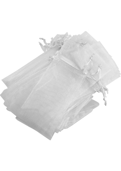 50PCS Beyaz Drawstring Organza Katlanması El Fan Kesesi Partisi Düğün Iyiliği Çantaları (Yurt Dışından)