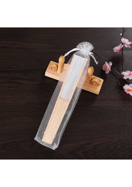 50PCS Beyaz Drawstring Organza Katlanması El Fan Kesesi Partisi Düğün Iyiliği Çantaları (Yurt Dışından) fırsatları