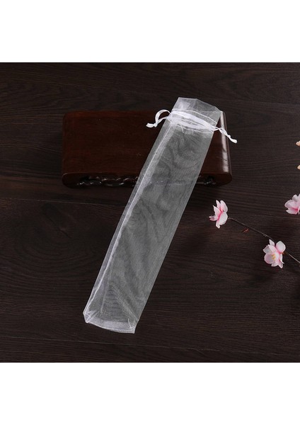 50PCS Beyaz Drawstring Organza Katlanması El Fan Kesesi Partisi Düğün Iyiliği Çantaları (Yurt Dışından) indirimleri