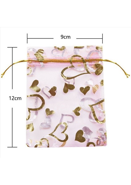 400 Adet 9X12CM Kalp Baskılı Organze Çantaları Mücevher Torbası Çantaları Organze Brawstring Torbaları Düğün Iyilikleri Şeker Çantaları (Yurt Dışından) modelleri