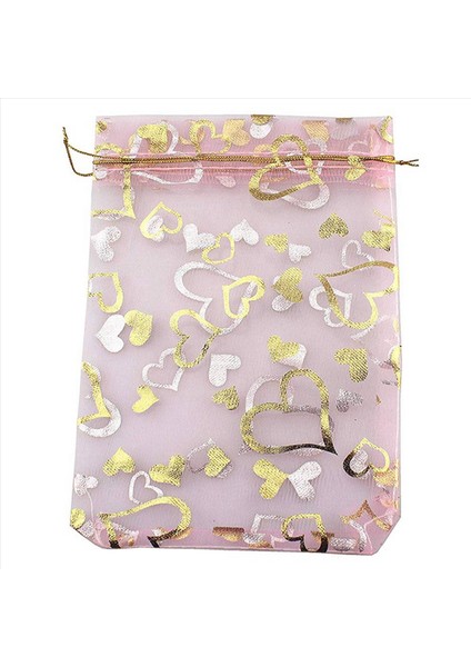 400 Adet 9X12CM Kalp Baskılı Organze Çantaları Mücevher Torbası Çantaları Organze Brawstring Torbaları Düğün Iyilikleri Şeker Çantaları (Yurt Dışından) indirimleri