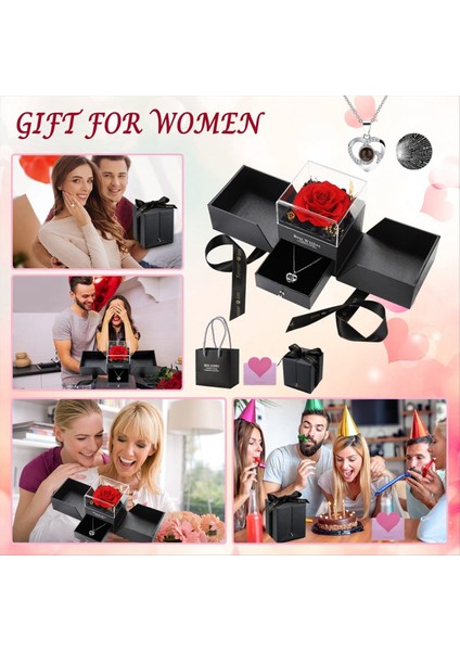 Korunmuş Kırmızı Güller ile Seni Seviyorum 100 Dillerde Kadın Karısı Için Doğum Günü Leri Pembe Için Gül Çiçek Leri (Yurt Dışından) fiyatları