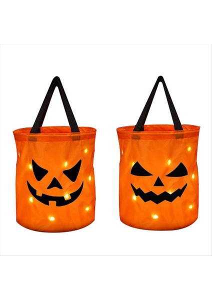 LED Hafif Cadılar Bayramı Şeker Çantaları Cadılar Bayramı Kabak Şeker Çantaları Çocuklar Için Yeniden Kullanılabilir Kova Cadılar Bayramı Malzemeleri (Yurt Dışından)