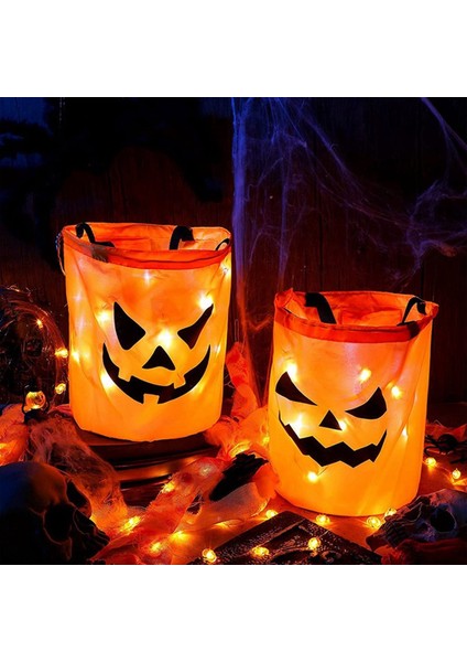 LED Hafif Cadılar Bayramı Şeker Çantaları Cadılar Bayramı Kabak Şeker Çantaları Çocuklar Için Yeniden Kullanılabilir Kova Cadılar Bayramı Malzemeleri (Yurt Dışından) fiyatları