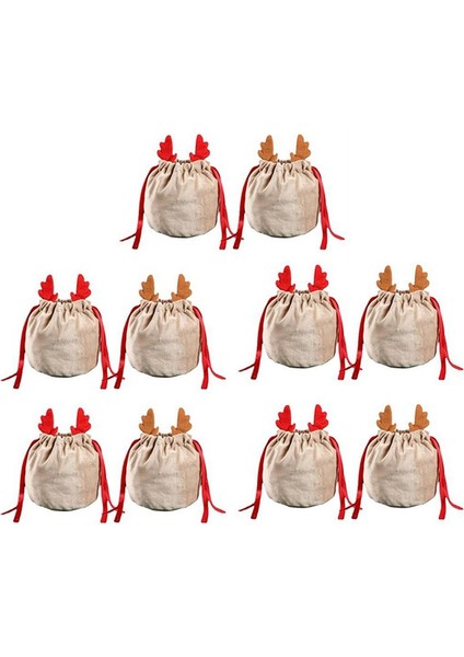 10PCS Noel Ren Geyiği Şeker Çantası Çuvallar Çizme Çantaları Noel Dekorasyon Çocuklar Yeni Yıl Parti Si (Yurt Dışından)