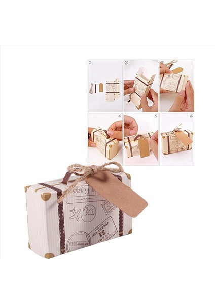 400PCS Mini Bavul Lehine Kutu Partisi Lehine Şeker Kutusu Vintage Kraft Kağıdı Etiketler ve Düğün Için Ip (Yurt Dışından) indirimleri