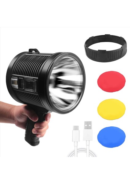 Şarj Edilebilir Spot Işığı 100000 Lümen LED Spot Işıklar El Tipi Büyük El Feneri Süper Parlak Açık Güneş Spotları (Yurt Dışından) modelleri