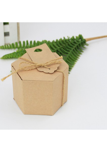 100PCS Kraft Kağıt Şeker Kutusu Altıgen Karton Şeker Kutusu Kutusu Sicim ve Etiket Düğün Parti Malzemeleri (Yurt Dışından) modelleri