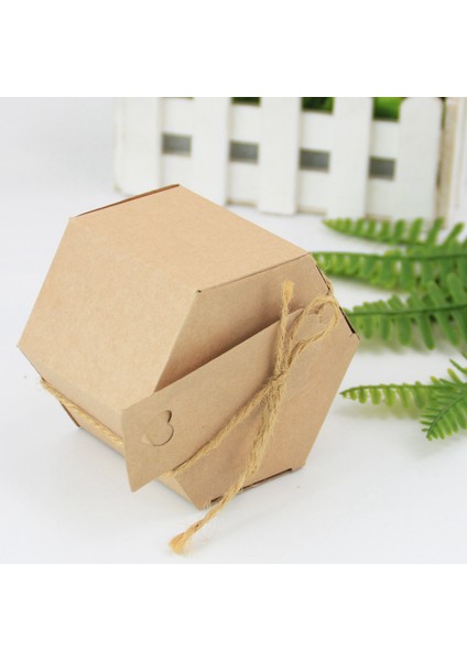 100PCS Kraft Kağıt Şeker Kutusu Altıgen Karton Şeker Kutusu Kutusu Sicim ve Etiket Düğün Parti Malzemeleri (Yurt Dışından) indirimleri
