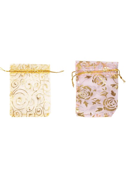 200PC Drawstring Takı Torbaları Düğün Noel Partisi Leri Çantalar Pembe 7X9CM ve 9X12CM (Yurt Dışından)