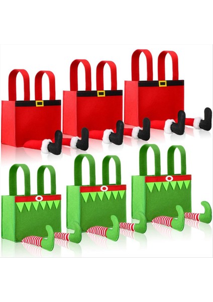 6 Pcs Noel Şeker Çantaları Pantolon Noel Çantası Kulplarla Noel Baba El Çantası (Yurt Dışından)