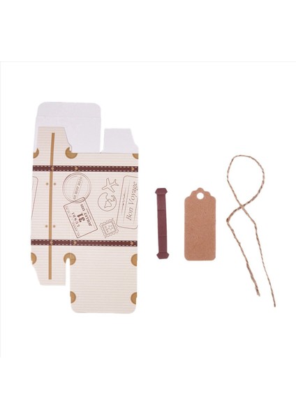 250PCS Bavul Lehine Kutu Partisi Iyilik Şeker Kutusu Vintage Kraft Kağıt Etiket ve Ip ile Düğün/seyahat Temalı Parti Için Ip (Yurt Dışından)