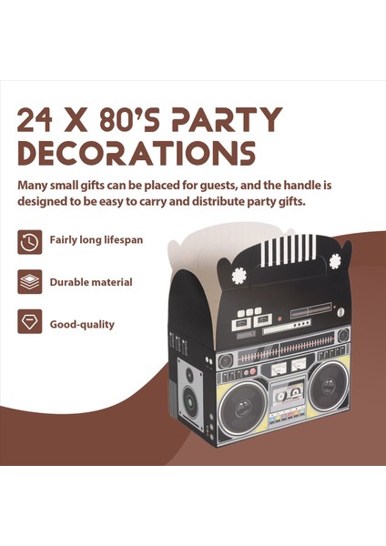 80&#39 Lerin Parti Dekorasyonları Yenilik Patlaması Iyilik Kutusu Temalı Vintage Dekorasyonlar Şeker Masa Dekorasyonları 80S 24PCS (Yurt Dışından) fırsatları