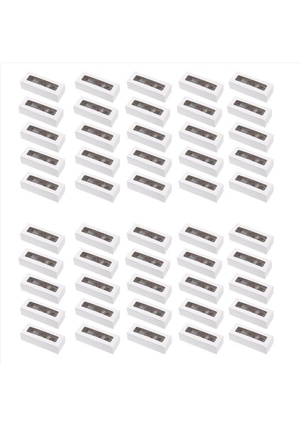 50 Adet Makarna Kutuları Açık Ekran Penceresine Sahip Macaronlar Konteyner Veya Çikolata Tatlıları Için Ambalaj Kutusu Kiti Kek A (Yurt Dışından)