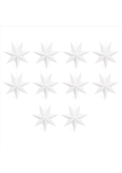 10X Asma Kağıt 7 Sivri Yıldız Lantern Noel Düğün Doğum Günü Dekorasyonu Için Noel Asma Yıldız Dekorasyonları (Yurt Dışından)