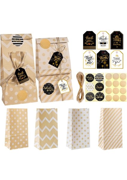 24 Paket Çuval Torbası Mini Nokta Kraft Kağıt Çantalar Düğün Partisi Davetiyesi Tebrik Kartları Kağıt Çantası Doğum Günü (Yurt Dışından)