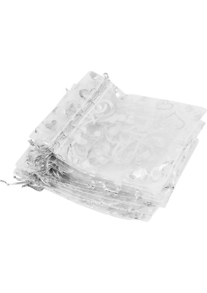 25X Gümüş Organza Düğün Iyiliği Çantası Kese 12X10CM (Yurt Dışından)